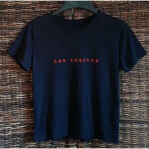 Brandy Melville John Galt Embroidered Los Angeles Boxy Crop Tee One Size Black